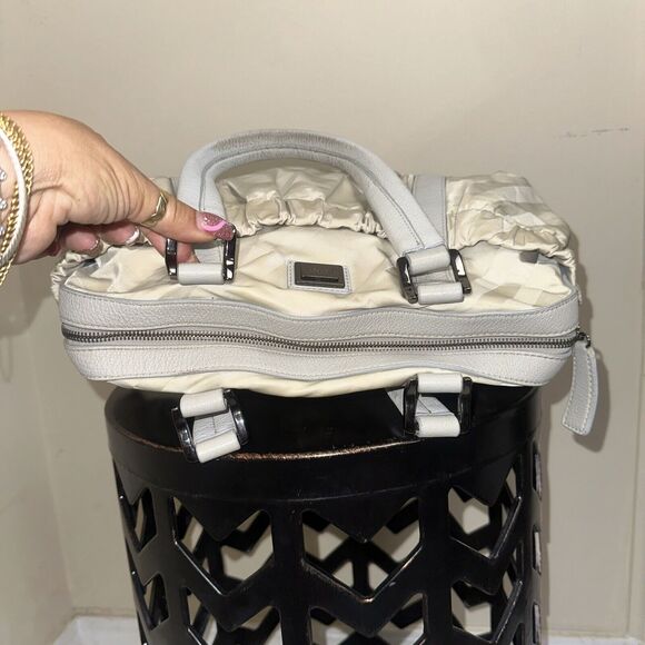 Authentic Burberry Nova Check Cream Nylon Silver Leather Handbag ShoulderSatchel - Picture 11 of 16